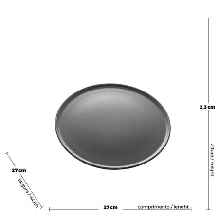 Jogo 6 Peças de Pratos Raso Cerâmica Vadim Cinza 27 cm Wolff Imagem de Jogo 6 Peças de Pratos Raso Cerâmica Vadim Cinza 27 cm Wolff