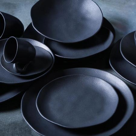 Imagem de Jogo 6 prato raso e 6 de sobremesa preto matte em cerâmica porto brasil