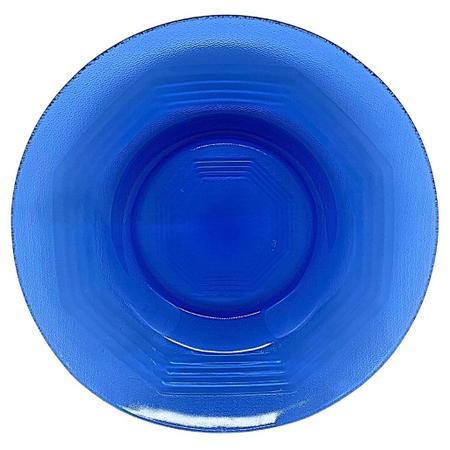Imagem de Jogo 6 pratos fundo  azul listado de vidro transparente