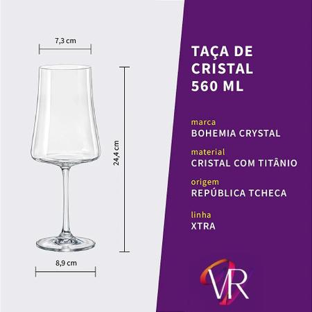 Imagem de Jogo 6 taças de cristal água ou vinho 560 ml xtra bohemia