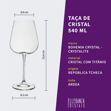 Imagem de Jogo 6 Taças de Cristal Para Vinho Tinto 540 ml Ardea Bohemia