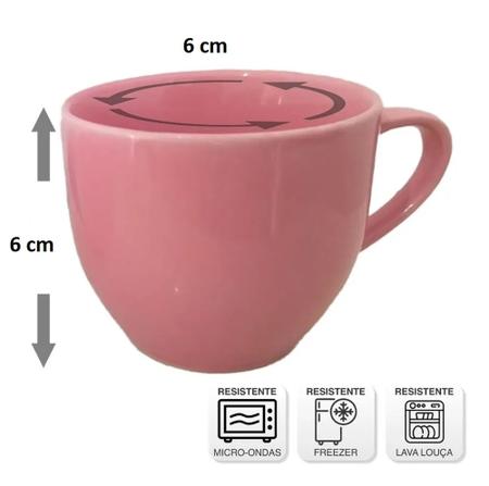 Jogo 6 Xícara Chá Café Rosa 95Ml Com Pires Porcelana - Mundo Da Porcelana -  Xícaras de Café - Magazine Luiza