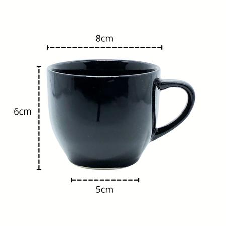 Imagem de Jogo 6 Xícara Chá Café 170ml Preta em Porcelana