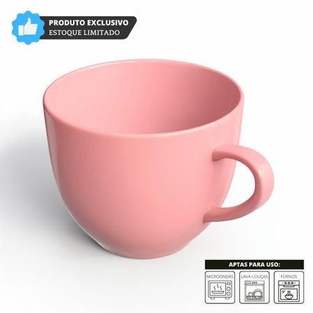 Imagem de Jogo 6 Xícara Chá Café 170ml Rosa em Porcelana - Mundo da Porcelana