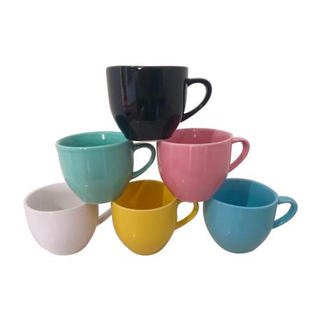 Jogo 6 Xícara Chá Café Rosa 95Ml Com Pires Porcelana - Mundo Da Porcelana -  Xícaras de Café - Magazine Luiza