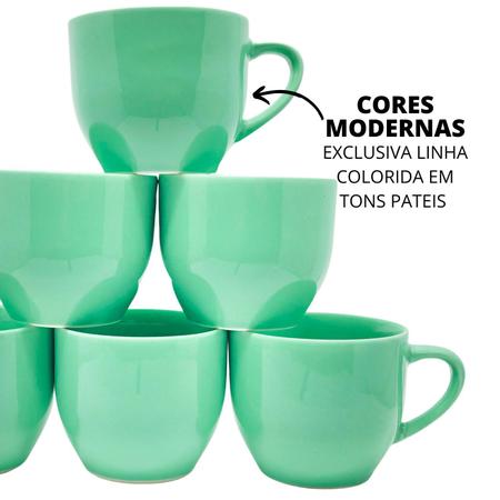 Imagem de Jogo 6 Xícara Chá Com Pires 170ml Verde em Porcelana