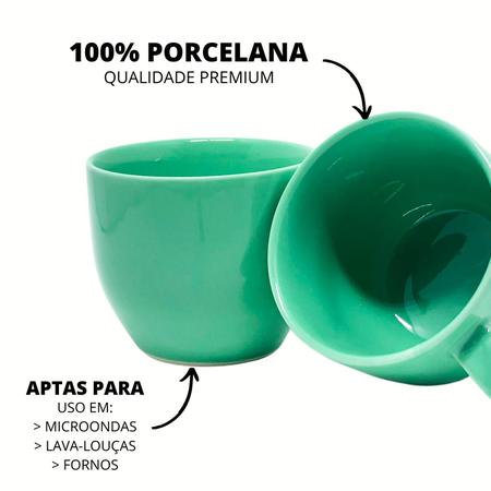 Imagem de Jogo 6 Xícara Chá Com Pires 170ml Verde em Porcelana