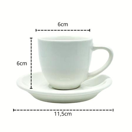 Imagem de Jogo 6 Xícara Chá Com Pires 95ml Branco em Porcelana