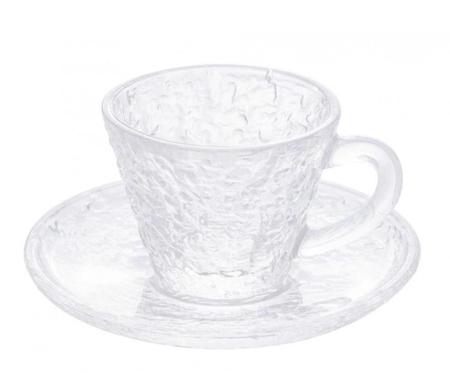 Jogo 6 Xicara de Cafe Cristal Martelado com Pires Petra Lyor Imagem de Jogo 6 Xicara de Cafe Cristal Martelado com Pires Petra Lyor