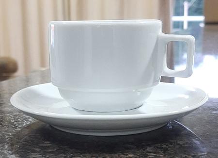 Imagem de Jogo 6 xícaras Café/Chá com pires - Empilháveis - Porcelana branca