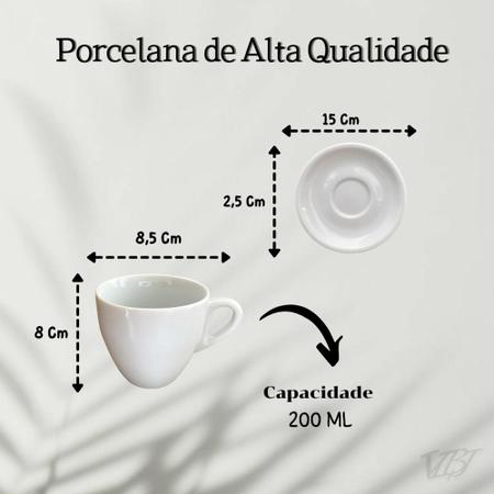 Jogo 6 Xícaras Café Coquinho 70 Ml C/ Pires Porcelana Branca