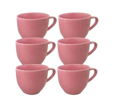 Jogo 6 Xícara Chá Café Rosa 95Ml Com Pires Porcelana - Mundo Da Porcelana -  Xícaras de Café - Magazine Luiza