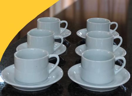 Jogo 6 xícaras de Café e Chá com pires - 200 ml Empilháveis - Porcelana  branca - Antilope Decor Porcelanas - Xícaras de Café - Magazine Luiza