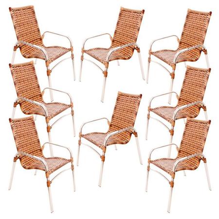 Imagem de Jogo 8 Cadeiras Emily em Alumínio para Jardim e Piscina