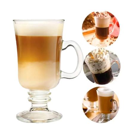 Imagem de Jogo 8 Taças de Cappuccino Café Caneca Dolce Gusto Nespresso Vidro Transparente 250ml Lyor