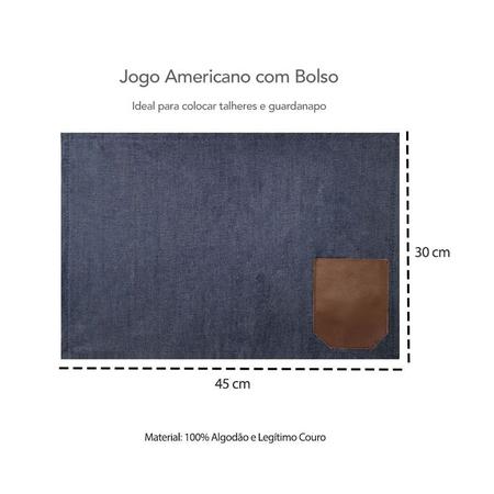 Imagem de Jogo Americano e Avental Jeans Couro Chef Barista Bartender