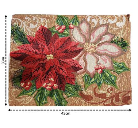 Jogo Americano Gobelin Estampa Floral Natal Bico de Papagaio 33x45cm 4  Peças - Magizi