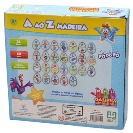 Jogo A ao Z Galinha Pintadinha Madeira, Nig Brinquedos : :  Brinquedos e Jogos