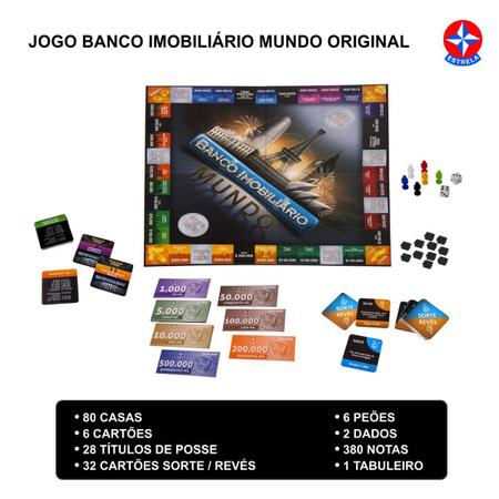 Jogo de Tabuleiro Banco Imobiliário Mundo Estrela