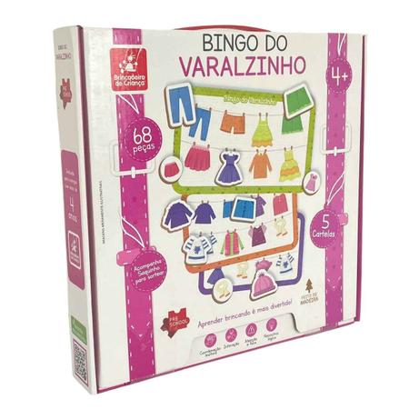 Imagem de Jogo Bingo Do Varalzinho 68 Peças Em Madeira Brincadeira de Criança +4 Anos