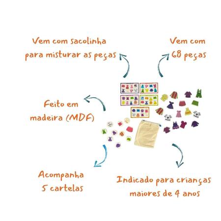 Jogo Infantil Educativo Bingo Do Varalzinho - Feito em Madeira