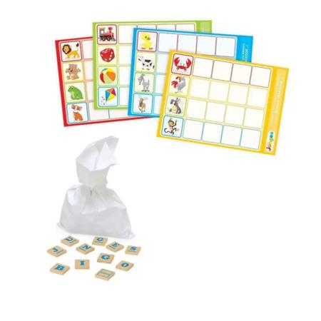 Jogo Educativo Bingo Letras Madeira 90 Peças Infantil - 705