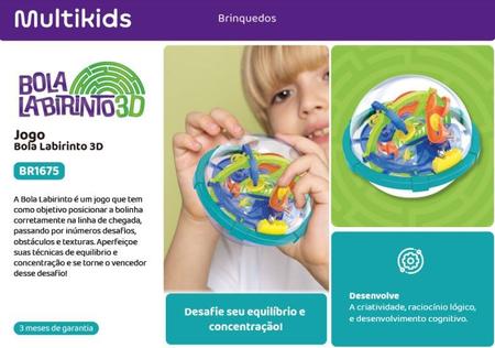 Jogo Bola Labirinto 3D Multikids - BR1675 - lojamultikids