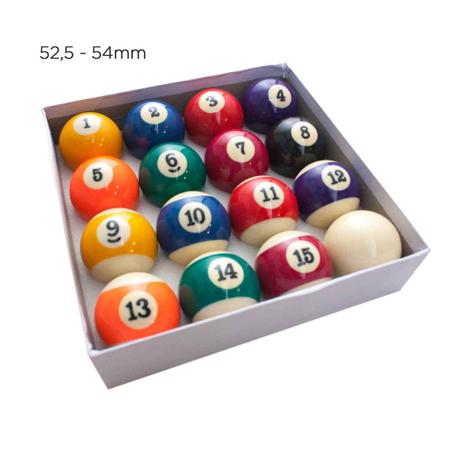 Jogo Bolas De Sinuca Bilhar Numeradas 52mm Profissional