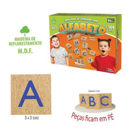 Jogo Educativo Alfabeto Tabuleiro Pedagógico Didático 144 Pçs - Pais &  Filhos - Letras, Números e Memória - Magazine Luiza