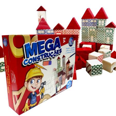 Imagem de Jogo Brinquedo Educativo Blocos de Madeira Mega Construções Futuro Engenheiro Peças para Montar