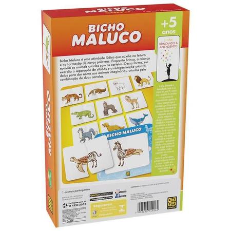 Imagem de Jogo Brinquedo Infantil Bicho Maluco Tabuleiro Com Cartelas