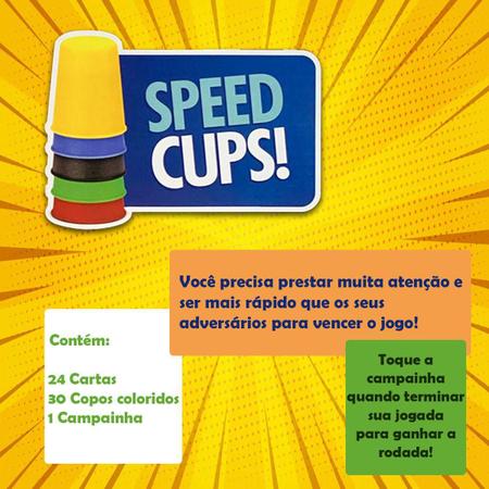 Speed Cups Jogo Copinhos Coloridos Brinquedo Cartas Cores - LALA BRINK