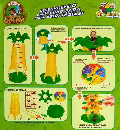 Jogo Cada Macaco No Seu Galho Brinquedo Infantil Pequeno - Art Brink -  Outros Jogos - Magazine Luiza