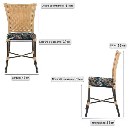 Jogo Cadeira de Jantar Em Alumínio e Fibra Estofado Impermeavel Turquia 6  unidades Ráfia - Zanutto - Outros Móveis - Magazine Luiza