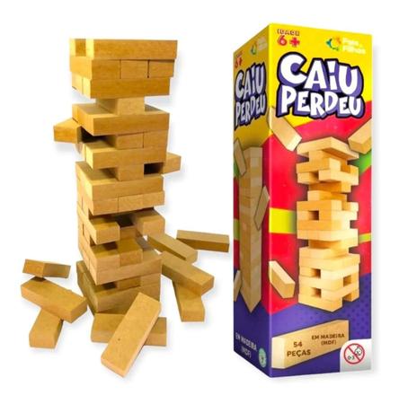 Jogo Caiu Perdeu Torre De Madeira Jenga 54 Pçs Pais & Filhos - Cca  Variedades