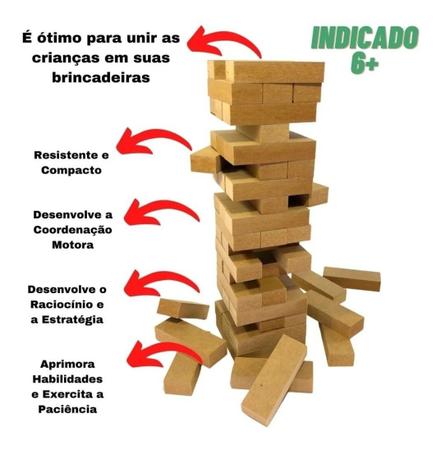 Jogo Torre de Equilibrio Caiu Perdeu blocos de montar 54 peças