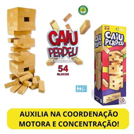 Kit 3 Jogos Uno + Dominó E Caiu Perdeu Torre Jenga Presente