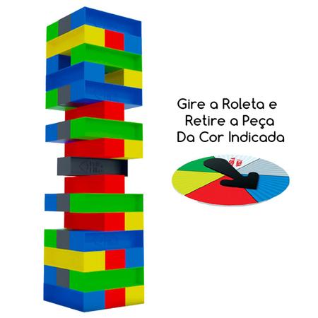 Caiu Perdeu Pró 45 Peças com Roleta Torre de Equilíbrio Brinquedo Educativo  Jogos e Desafios Bambalalão Brinquedos Educativos