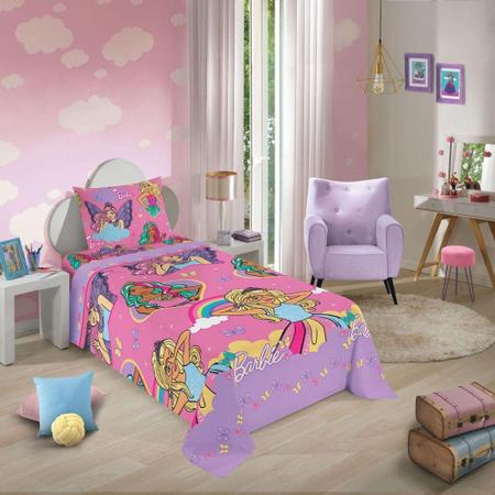 Jogo De Cama Infantil Microfibra Barbie Reino Magico 3 PÇS Lepper