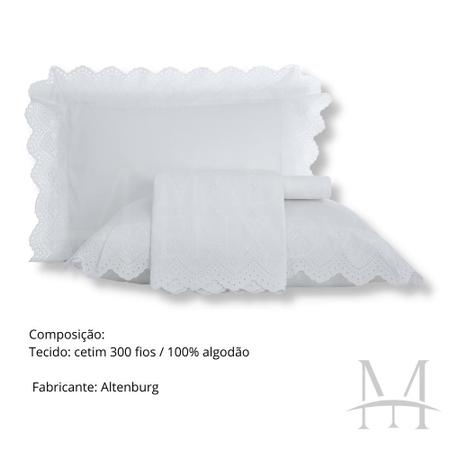 Imagem de Jogo Cama King 300 Fios Altenburg Bordado 04 Peças Lumiere Branco