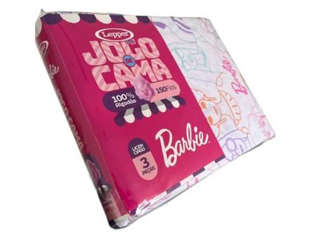 Jogo Cama Menina Barbie 100% Algodão 3 Peças 150 Fios Mattel