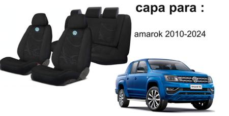 Imagem de Jogo Capas Tecido Exclusivas para Bancos Amarok 2010 a 2024 + Volante + Chaveiro VW