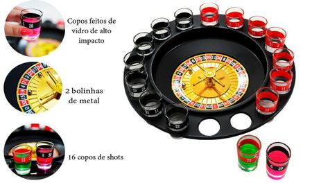 Imagem de Jogo Cassino Roleta Shot - 16 Copos Bebida Drink Destilado