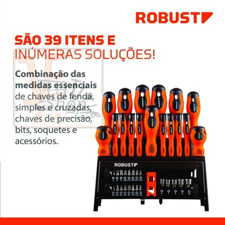 Jogo Chaves De Fenda Phillips E Bits 39 Peças Robust - Jogo de