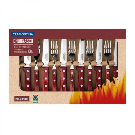 Imagem de Jogo Churrasco Inox 12PÇS Polywood Vermelho - Tramontina