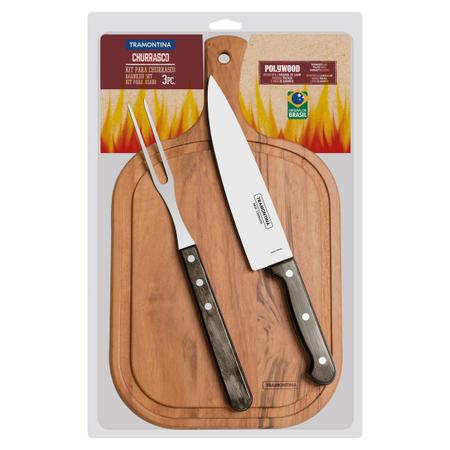 Jogo de Faca com Garfo e Tábua para Churrasco Tramontina - Shop ND