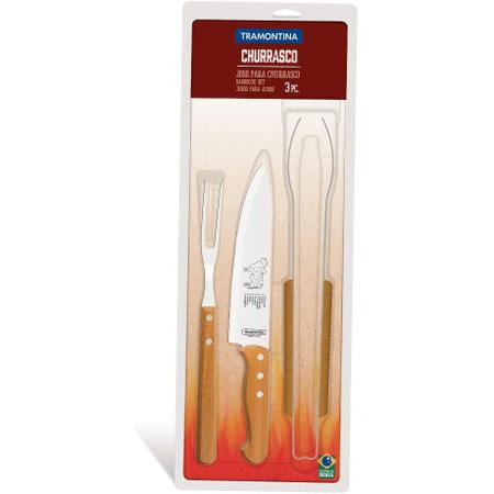 Imagem de Jogo Churrasco Tramontina Inox e Cabos de Madeira 03 Pcs Dynamic 22399/075