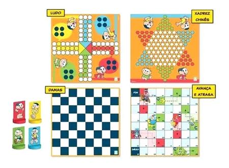 Jogo Clássico 4x1 Damas Ludo Xadrez Chinês Turma Da Mônica - Nig Brinquedos  - Jogo de Dominó, Dama e Xadrez - Magazine Luiza