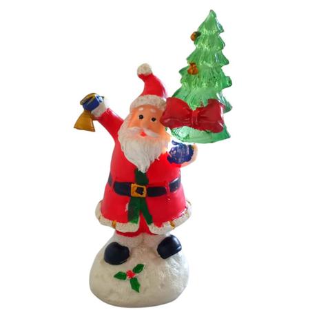 Jogo Papai Noel e Boneco Neve Resina12cm Perna Cordão 2 Un