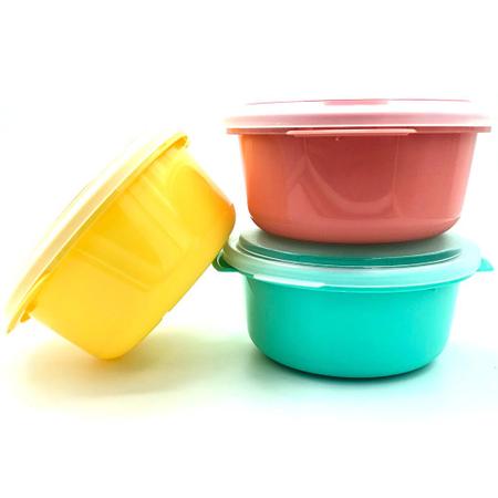 Imagem de Jogo com 3 potes coloridos 530ml com tampa para freezer e microondas